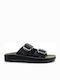 Despoina Leather Women's Flat Sandals Anatomic Black/Silver