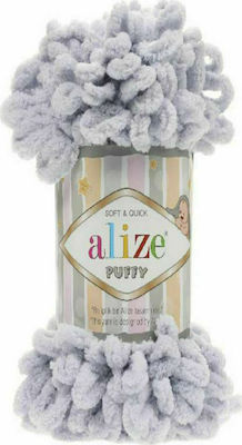 Alize Synthetic Knitting Yarn Puffy 416 Grey 9m 100gr