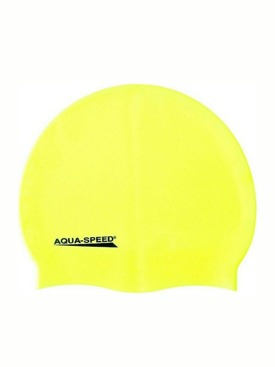 Aquaspeed Mega Silicone Adults Swimming Cap Yellow