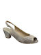 B-Soft Anatomic Peep Toe Beige Medium Heels with Strap