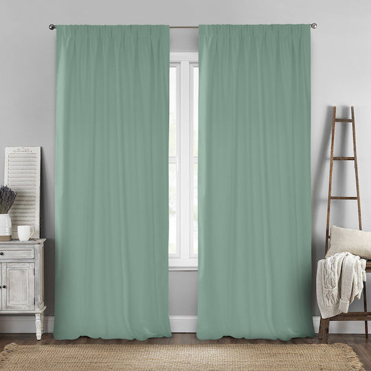 Lino Home Vorhang mit Bleistiftfalten Renas Olive 140x280cm