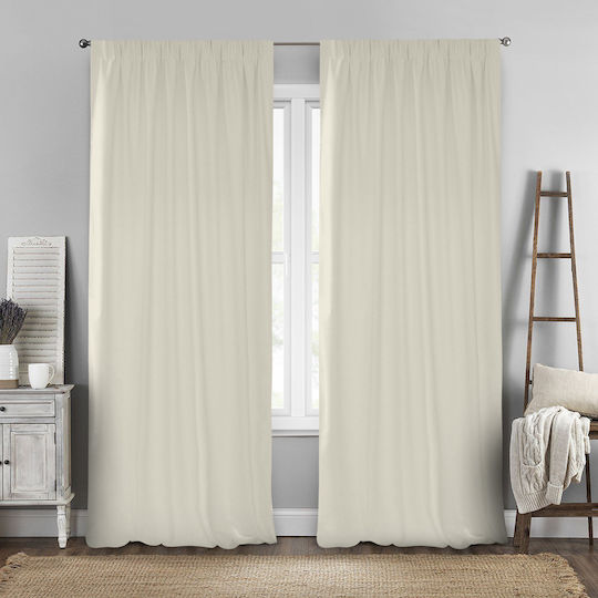 Lino Home Curtain with Pencil Pleat Renas Cream 140x280cm