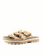 Fantasy Sandals Waves Leder Damen Flache Sandalen Anatomisch in Gold Farbe