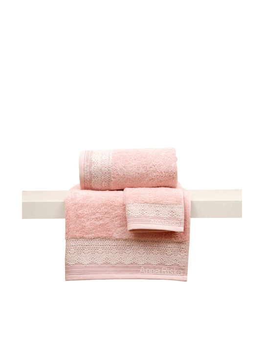 Anna Riska Σετ Πετσέτες Μπάνιου 3τμχ Karla 30x50εκ. 1 Blush Pink Blush Pink Συσκευασία Δώρου Βάρους 600gr/m²