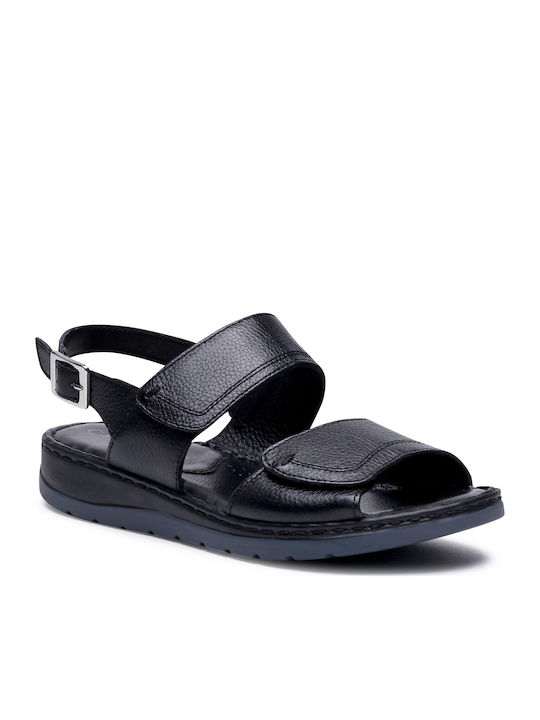 Caprice Leder Damen Flache Sandalen Anatomisch mit Riemen in Schwarz Farbe