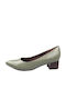 Piccadilly Anatomic Patent Leather Pointed Toe Khaki Low Heels