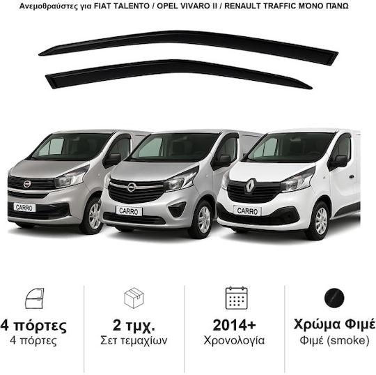 Heko Set of Windbreakers Front Car Dark Fime for Opel Vivaro Fiat Talento Renault Trafic Fiat Talento (2016+) / Opel Vivaro 2 (2014-2019) / Renault Trafic 3 (2014+) 2pcs