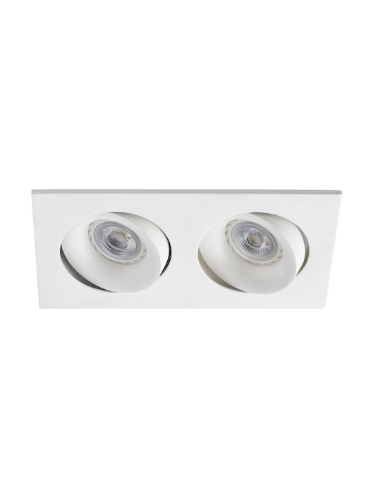 Faro Barcelona Argon Paralelogram Metalic Spot Încorporat cu Soclu GU10 Dublu Alb 23.2x11.5cm. 1buc