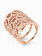 Folli Follie Ring with Stones made of Steel Gold Plated