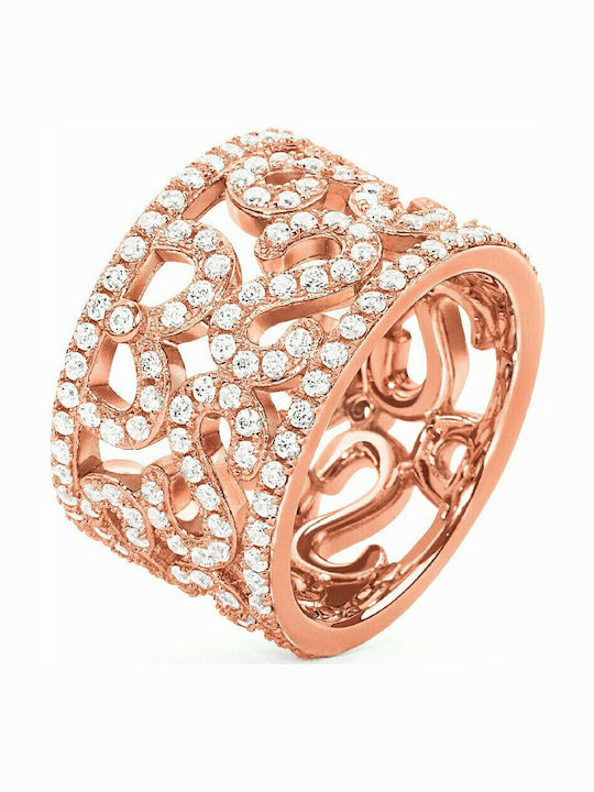 Folli Follie Ring with Zircon made of Steel Gold Plated