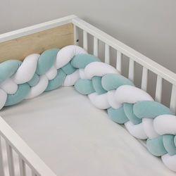 Baby Oliver Braided Bumper Design White/Mint 24x200cm