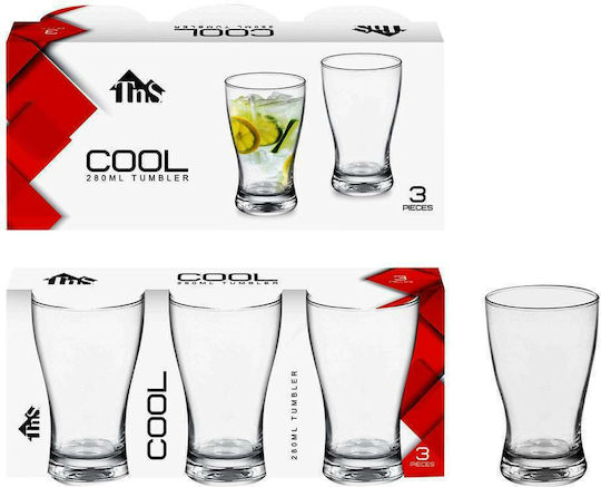 TnS Cool Set Gläser Wasser aus Glas 280ml 3Stück