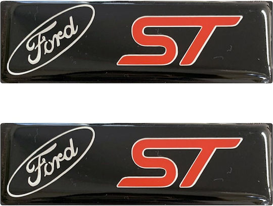 Race Axion Auto-Emblem-Dekoration Ford ST Schraubembleme für Epoxidharz-Fußmatten 10x3cm 2 Stück in Schwarz Farbe LOGO.FORD/1-RXCCA