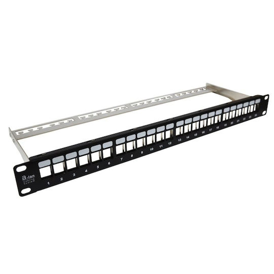 A-LAN Patch Panel για Rack 1U 24 Θυρών Μαύρο