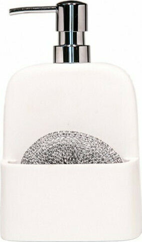 Dimitracas Brighite Tabletop Plastic Dispenser for the Kitchen with Sponge Holder White