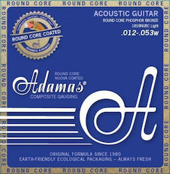 Adamas Set of Phosphor Bronze Strings for Acoustic Guitar Round Core Light 12 - 53"