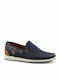 Damiani 361 Men's Leather Boat Shoes Blue