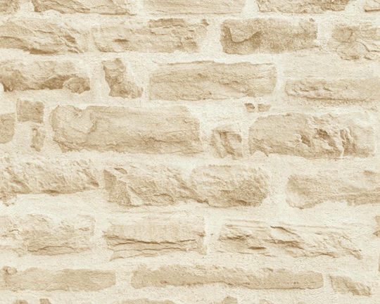 Тапет за Стена Wood Stone Винил Бежов 1000x53см Миеща се