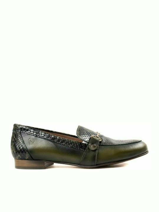 Yokono Itrio 009 Leder Damen Loafers in Khaki Farbe ITRIO-009