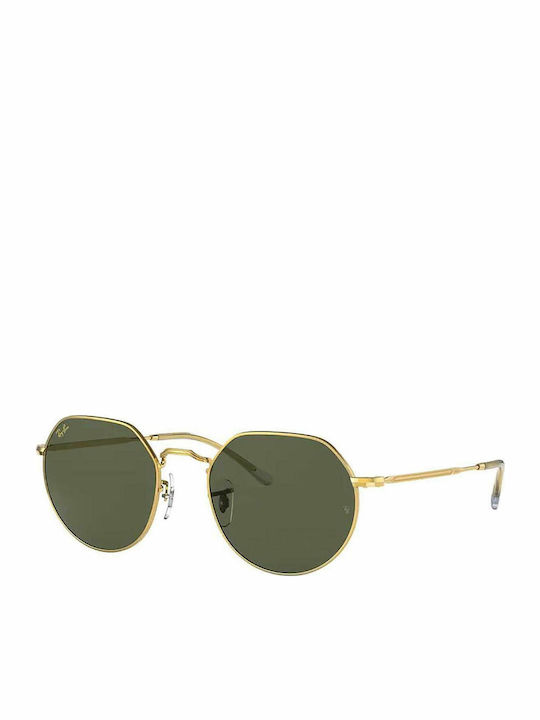 Ray Ban Jack Unisex Sonnenbrille mit Gold Metall Gestell und Grün Linse RB3565 919631