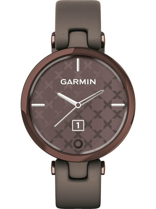 Garmin Lily Classic Stainless Steel Waterproof Smartwatch with Heart Rate Monitor (Dark Bronze Bezel with Paloma Case and Italian Leather Band)