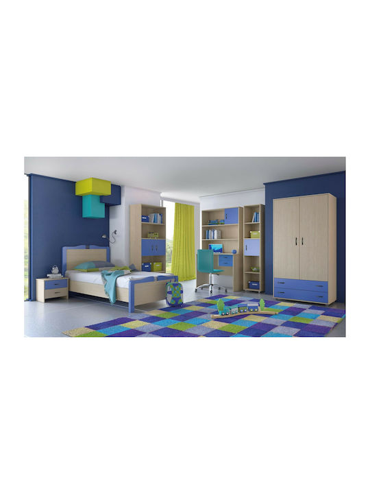 Kids Wooden Bookcase S2 Blue 38.2x35x180cm