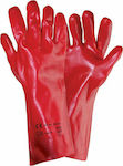 F.F. Group Gloves for Work Red PVC Chemical 35cm