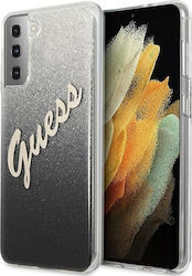 Guess Glitter Gradient Script Umschlag Rückseite Silikon Schwarz (Galaxy S21 5G) GUHCS21SPCUGLSBK