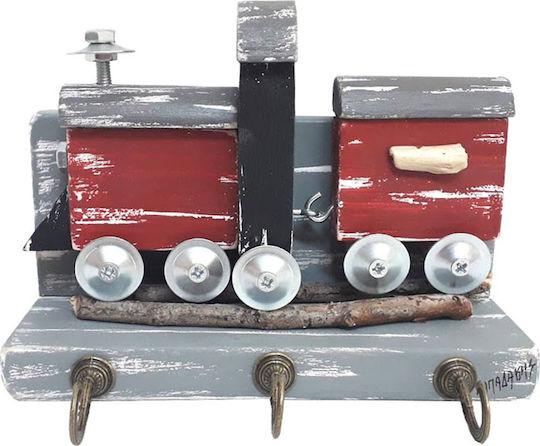Kapadakis Wood Art Стенна Ключалка Дървена Треньор 3 Места 18x9x7см