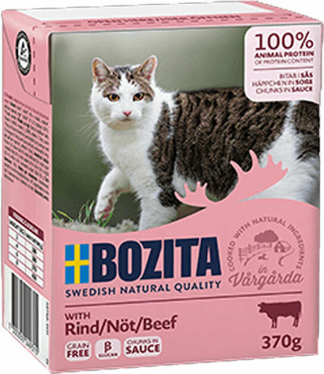 Bozita Feline Wet Food for Adult Cats in Pouches with Beef Grain-Free & Gluten-Free 370gr