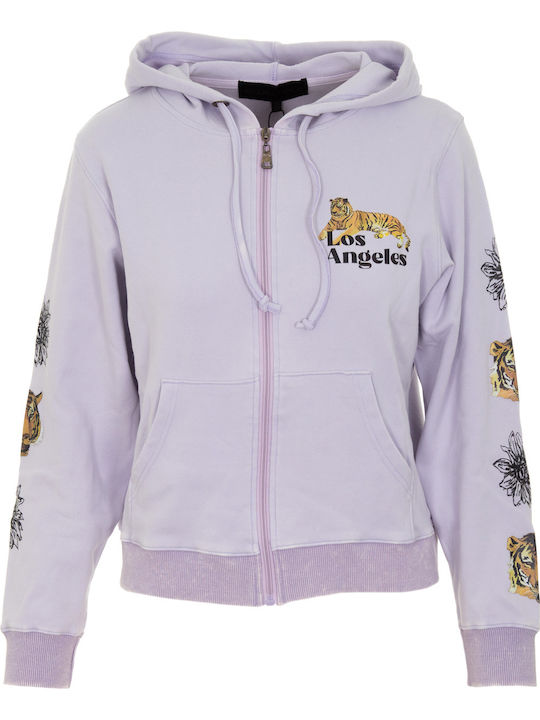 Kendall + Kylie Graphic RE21-112 Women's Hooded Cardigan Purple