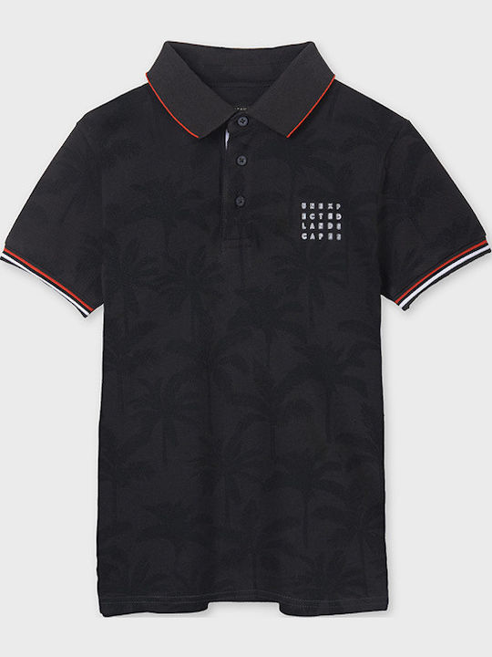 Mayoral Kids' Polo Short Sleeve Black Palm Trees