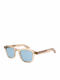 Moscot Momza Sunglasses with Beige Plastic Frame and Blue Lens