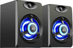 Powertech Crystal Sound PT-842 Ηχεία Υπολογιστή 2.0 με Ισχύ 3W σε Μαύρο Χρώμα