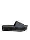 Fiore Collection T99 Leather Women's Flat Sandals Flatforms in Black Color