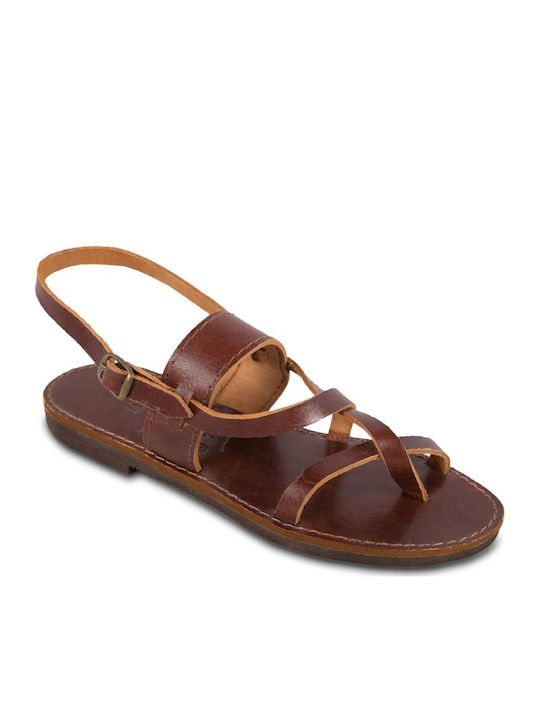 Kouros 55 Leather Women's Flat Sandals in Brown...