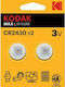 Kodak Max Lithium Μπαταρίες Ρολογιών CR2430 3V 2τμχ