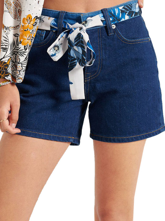 Superdry Women's Jean High-waisted Shorts Blue