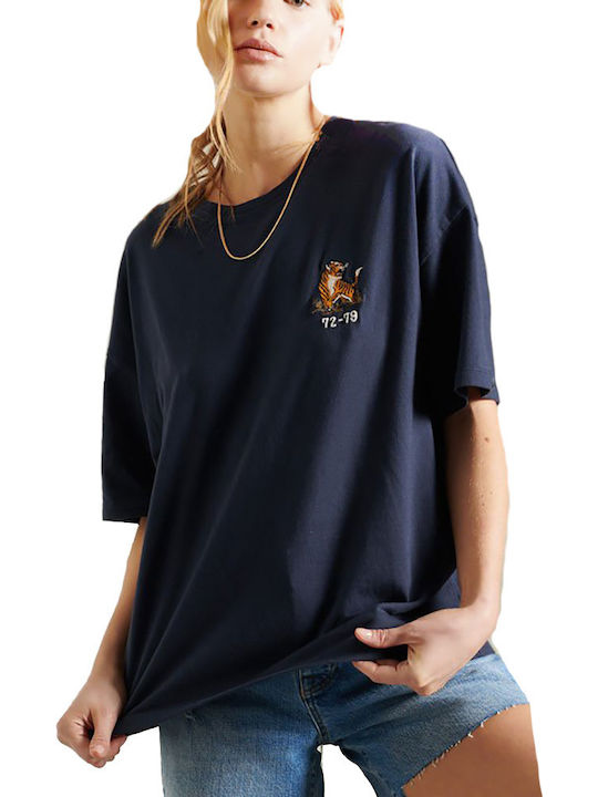 Superdry Boxy Military Narrative Γυναικείο T-shirt Navy Μπλε