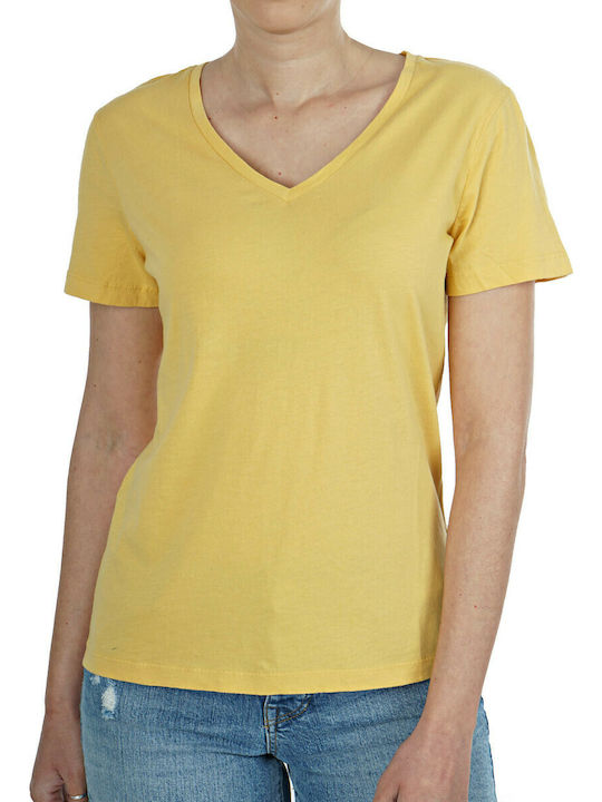 Superdry Women's T-shirt with V Neckline Yellow