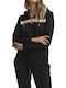 Athletic Zip Through Hoody Γυναικεία Φούτερ Ζακέτα με Κουκούλα Μαύρη