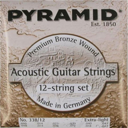 Pyramid Set Bronz de Corzi pentru Chitară acustică Premium Wound Extra Ușor 10 - 47"