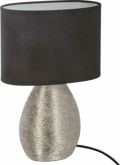 Keramik Tischlampe mit Gray Schirm und Silber Basis