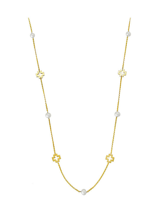 14K Gold Halskette mit Perlen M1536