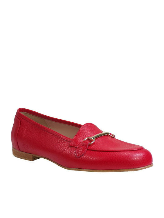 Smart Cronos Leather Women's Moccasins in Red Color