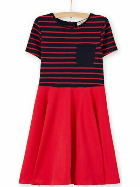 Dpam Kids Dress Striped Short Sleeve Navy Blue