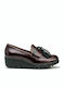 Wonders Patent Leather Women's Moccasins in Burgundy Color