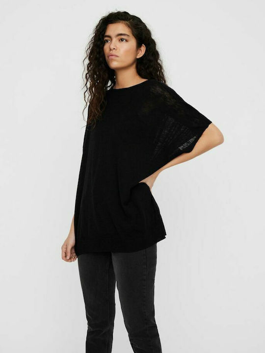 Vero Moda Women's Summer Blouse Linen Short Sleeve Black