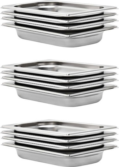 vidaXL Recipient Gastronorm Oțel inoxidabil GN1/4 cu Adâncime 40mm (12 buc)