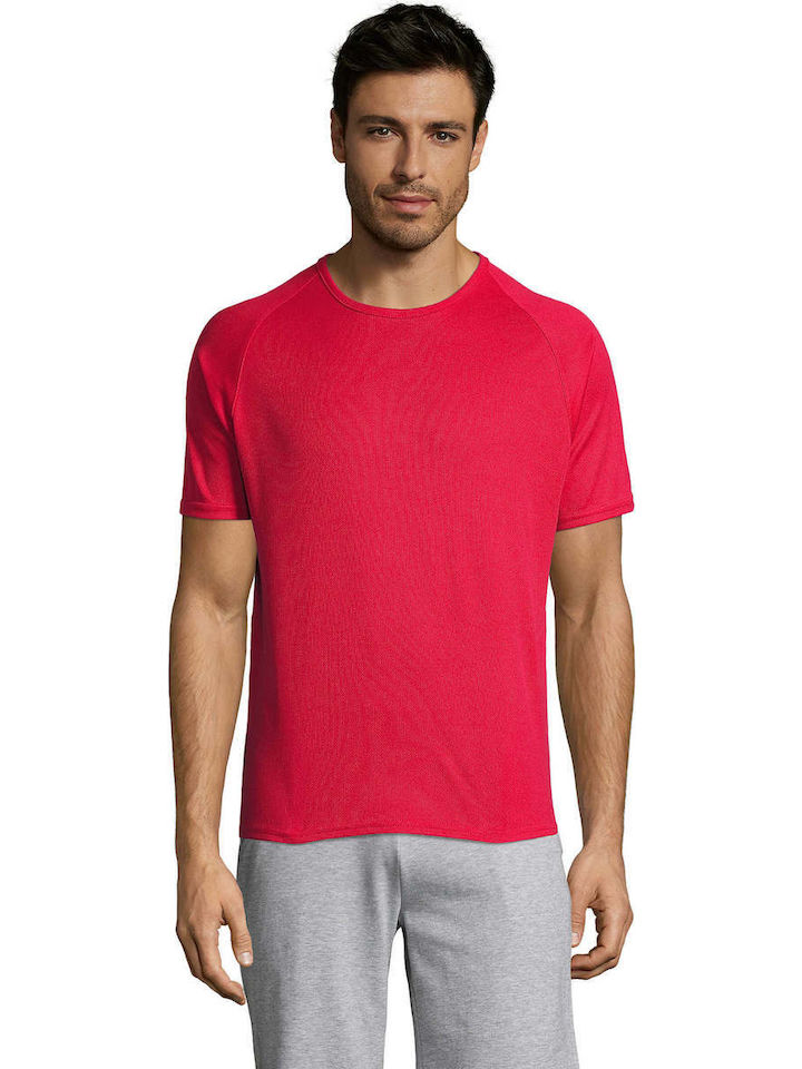 Sol's Sporty Ανδρικό Διαφημιστικό T-shirt Κοντομάνικο σε Κόκκινο Χρώμα